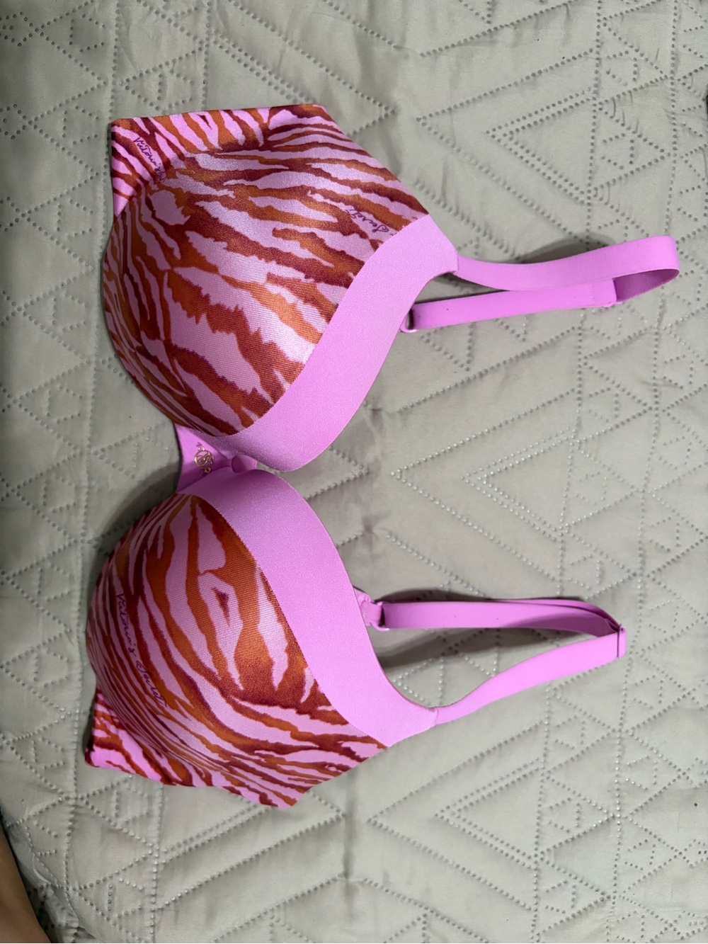 Victoria's Secret Pink & Orange Zebra Print Push-Up Bra